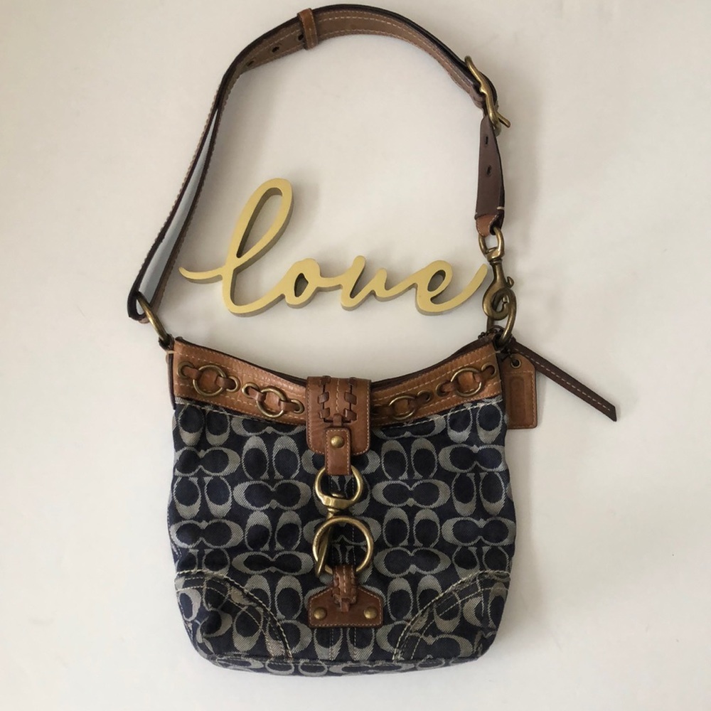 Coach Vintage Leather/Denim Coach Handbag No H0668-1046